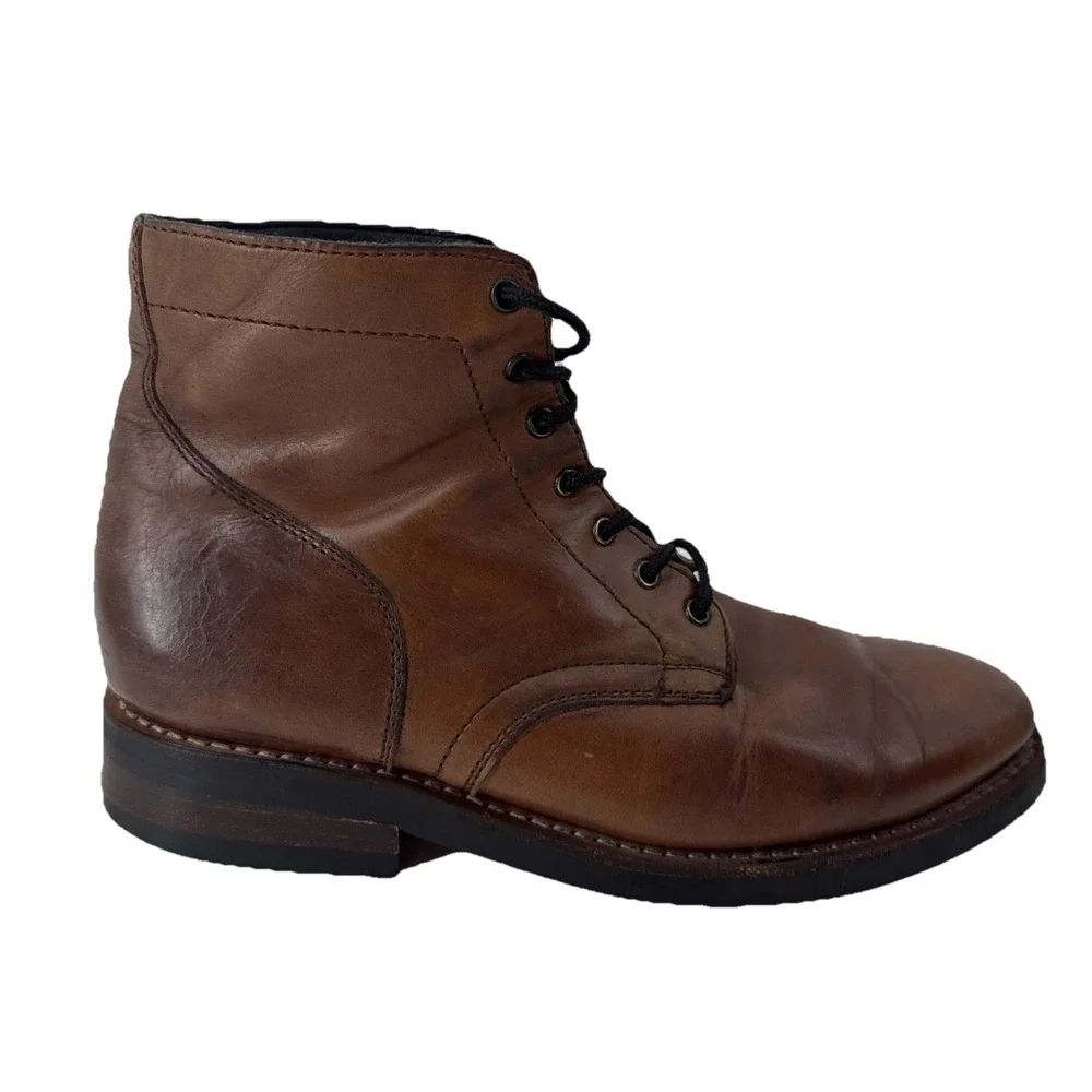 Thursday Everyday Captain Boots Men 9 Brown Leather Cap Toe Lace Up Ankle